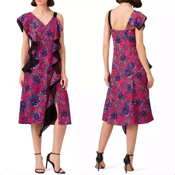 Prabal Gurung Pink Floral‎ Ruffle Dress - Picture 1 of 8